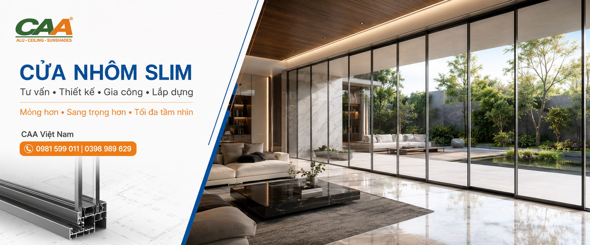 Cửa nhôm slim